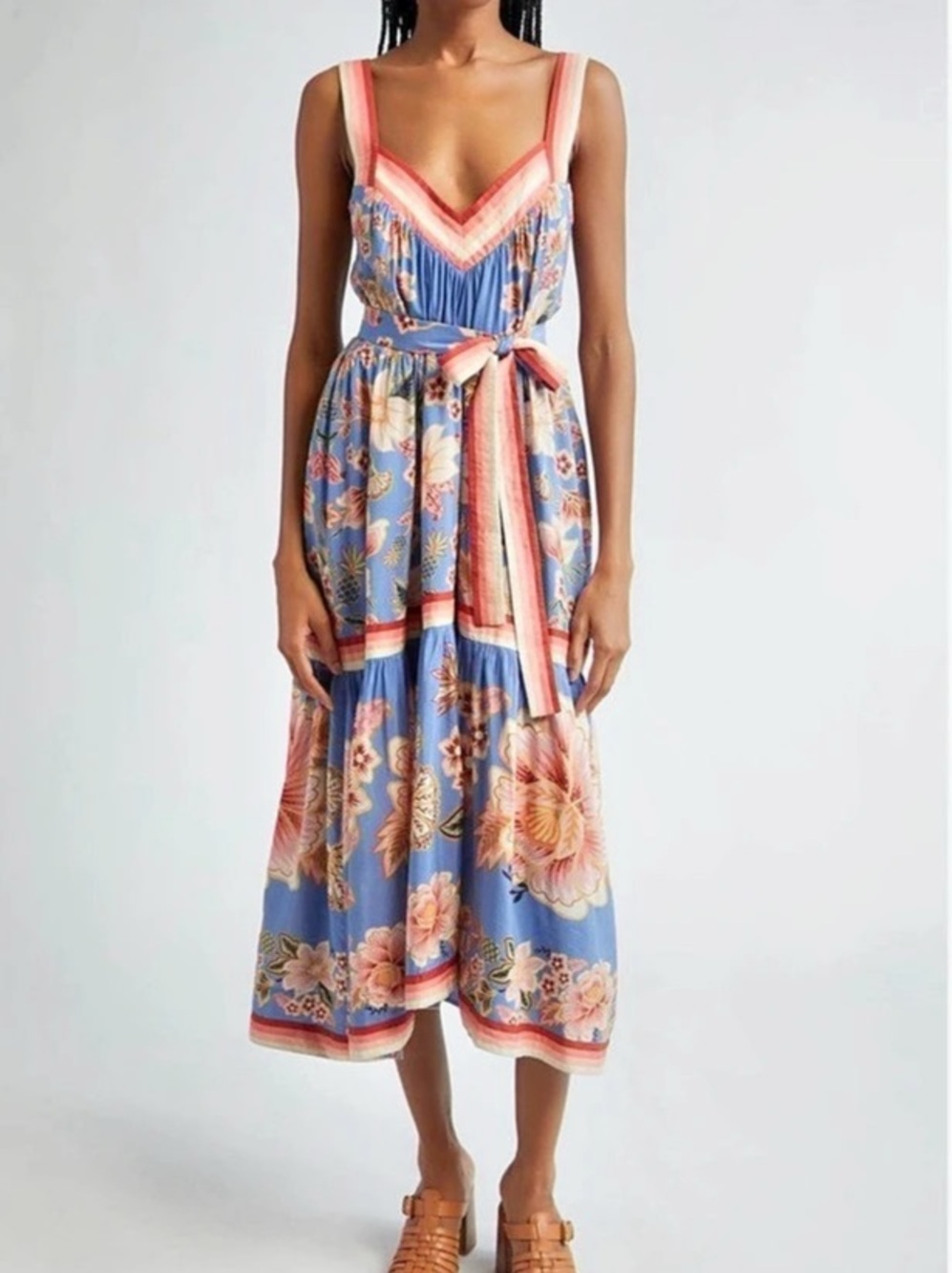 Farm Rio Super Bloom Tapestry Maxi Dress Blue